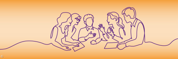 Onelinezeichnung Diskutierende Menschen